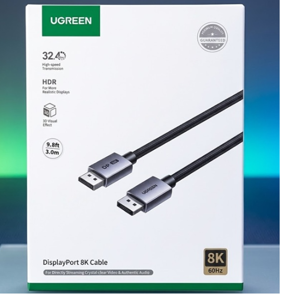 Cáp DisplayPort to DisplayPort 1.4 8K@60Hz Dài 3M UGREEN DP120 25906 Chính Hãng